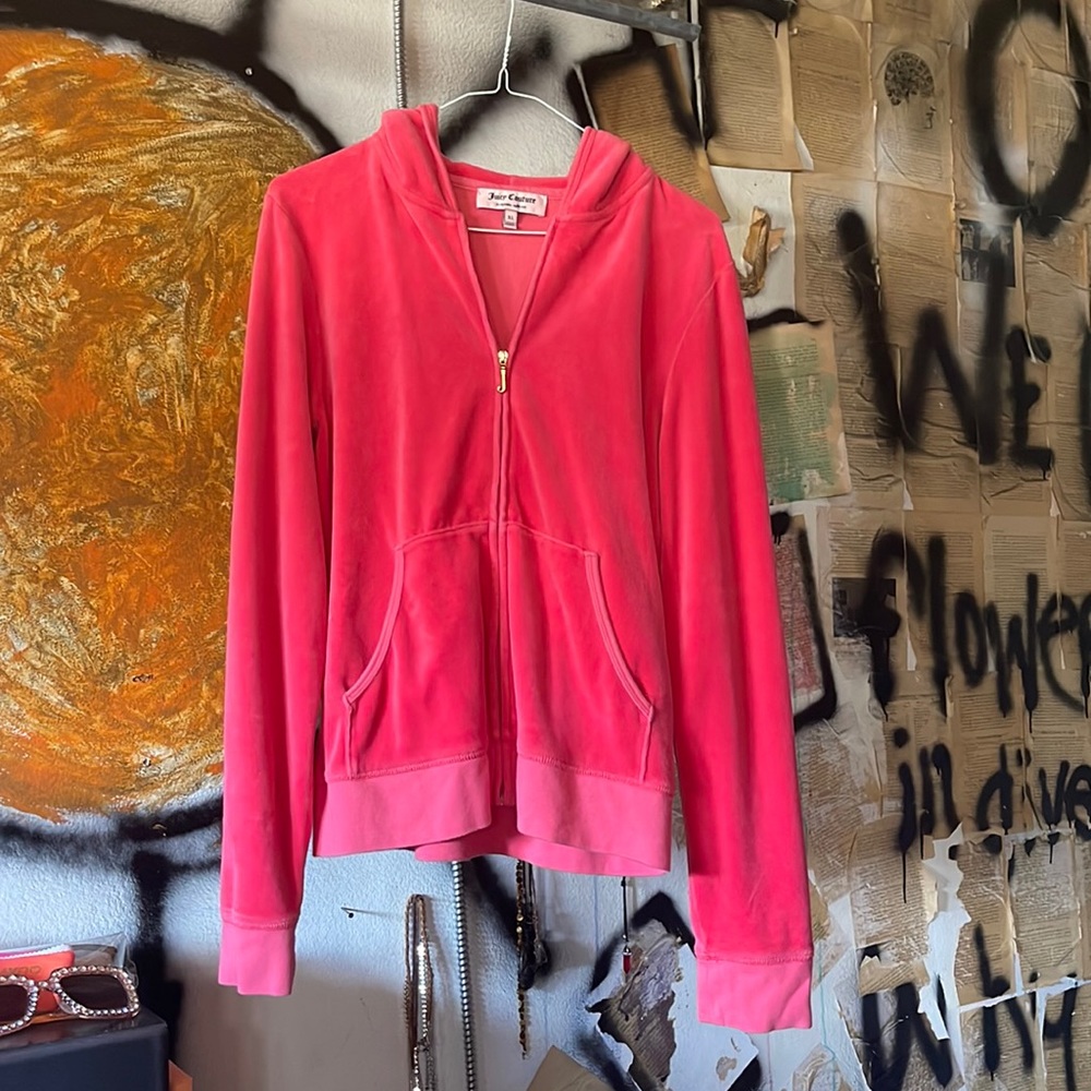 Juicy Couture (Real) Pink Track Suit Zip Up Velour Hoodie XL